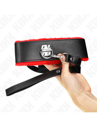 KINK - COLLAR CON CORREA 116 CM DE PIEL ROJO AJUSTABLE 40-48 CM X 6 CM