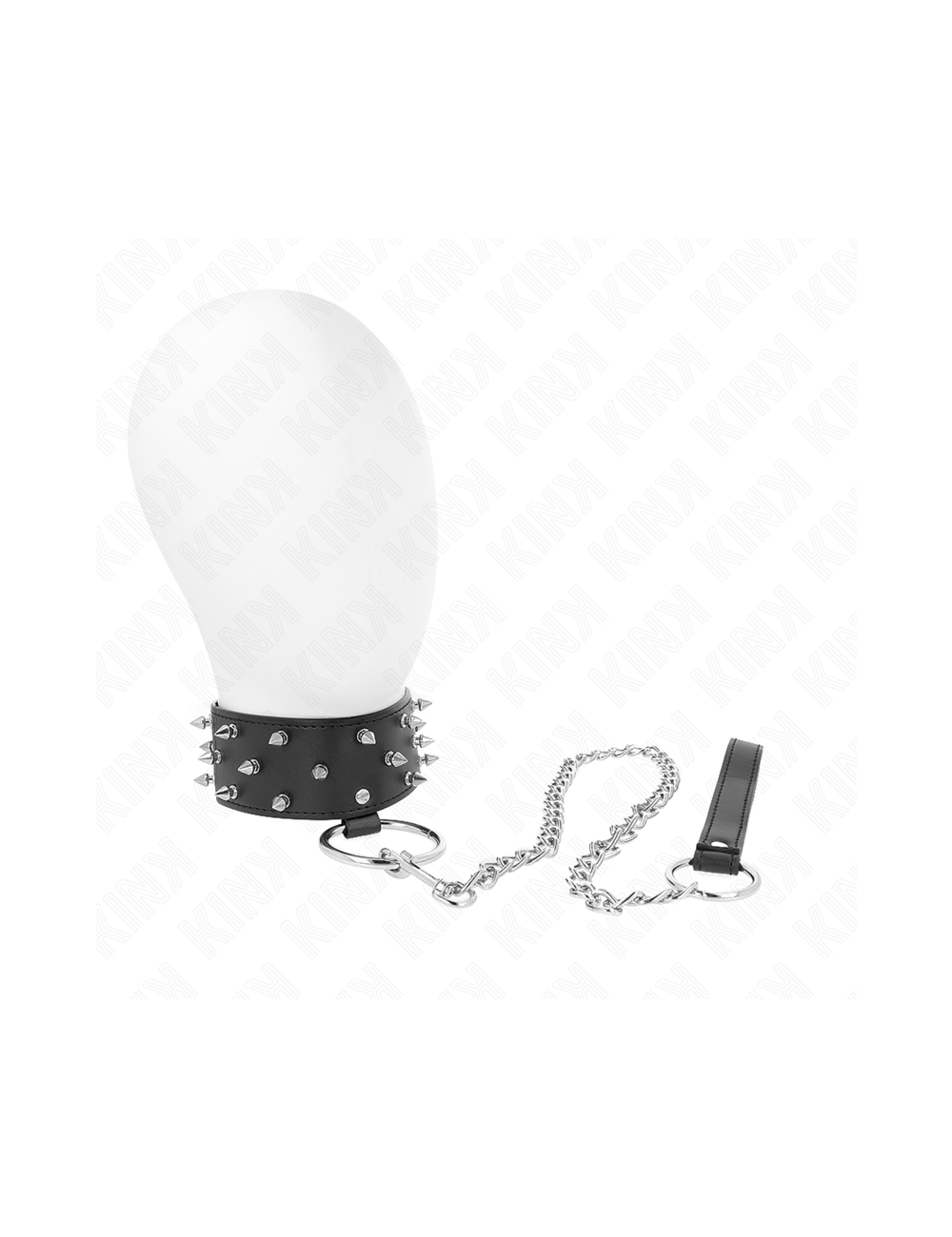 KINK - COLLAR CON CORREA 65 CM CON TACHUELAS PLATEADAS MODELO 5 AJUSTABLE 36-43 CM X 5 CM