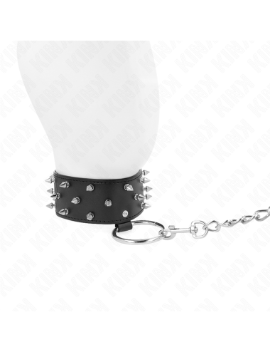 KINK - COLLAR CON CORREA 65 CM CON TACHUELAS PLATEADAS MODELO 5 AJUSTABLE 36-43 CM X 5 CM