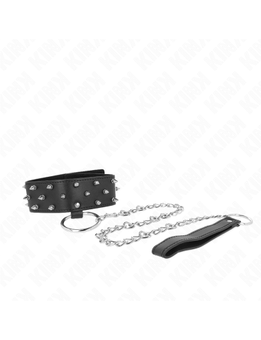KINK - COLLAR CON CORREA 65 CM CON TACHUELAS PLATEADAS MODELO 5 AJUSTABLE 36-43 CM X 5 CM