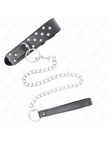 KINK - COLLAR CON CORREA 65 CM REMACHE ANILLA NEGRO AJUSTABLE 36-50 CM X 3.8 CM
