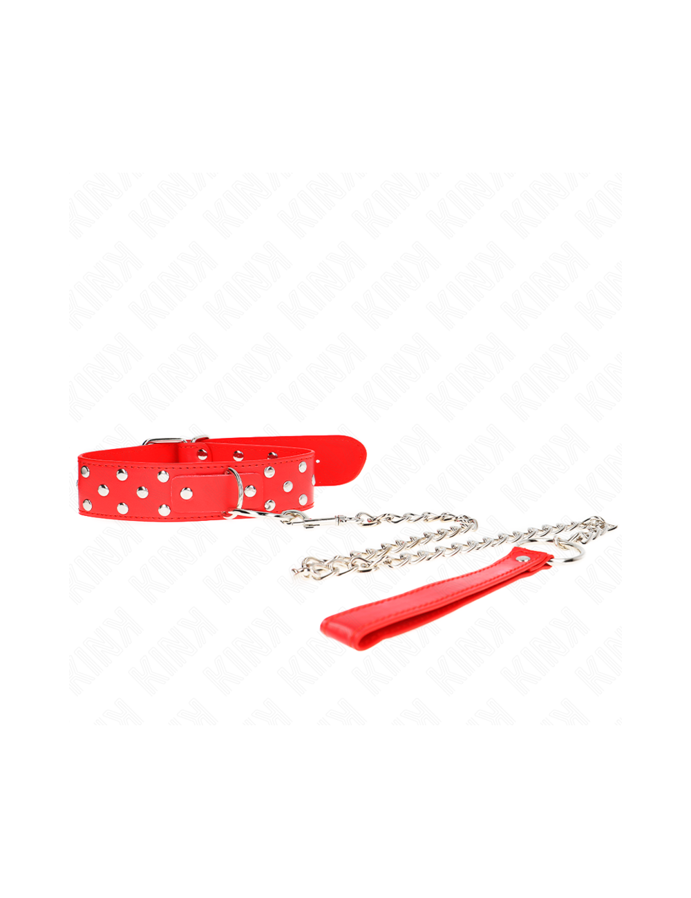 KINK - COLLAR CON CORREA 65 CM REMACHE ANILLA ROJO AJUSTABLE 36-50 CM X 3.8 CM