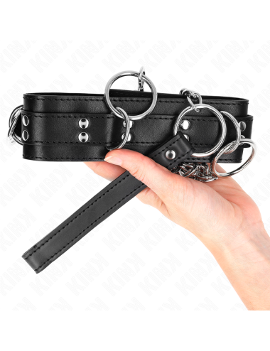KINK - COLLAR CON CORREA 80 CM ESCLAVITUD 3 ANILLOS 53 X 5 CM