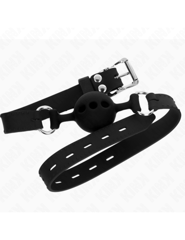 KINK - MORDAZA 55 x 2 CM DE BOLA 4 CM DE SILICONA COMPLETA TALLA S NEGRO AJUSTABLE 35-51 CM