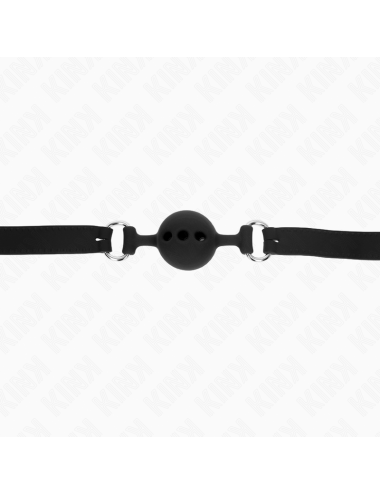 KINK - MORDAZA 55 x 2 CM DE BOLA 4 CM DE SILICONA COMPLETA TALLA S NEGRO AJUSTABLE 35-51 CM