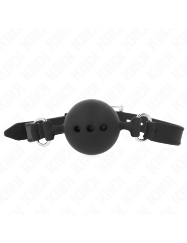 KINK - MORDAZA 55 x 2 CM DE BOLA 4.5 CM DE SILICONA COMPLETA TALLA M NEGRO AJUSTABLE 35-51 CM