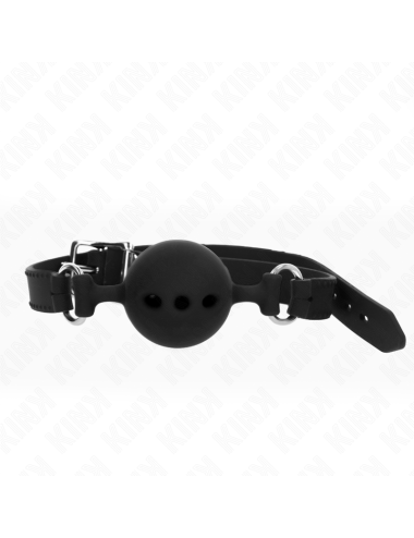 KINK - MORDAZA 55 x 2 CM DE BOLA 5 CM DE SILICONA COMPLETA TALLA L NEGRO AJUSTABLE 35-51 CM