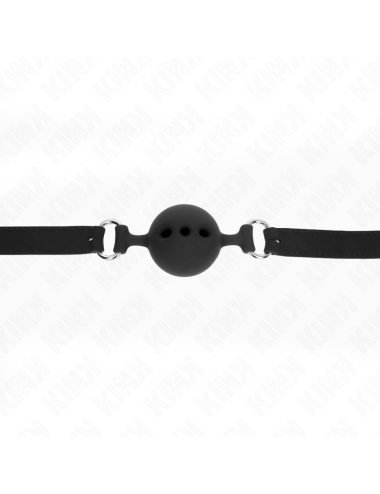 KINK - MORDAZA 55 x 2 CM DE BOLA 5 CM DE SILICONA COMPLETA TALLA L NEGRO AJUSTABLE 35-51 CM