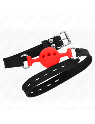 KINK - MORDAZA 55 x 2 CM DE BOLA 4 CM DE SILICONA COMPLETA TALLA S ROJO AJUSTABLE 35-51 CM