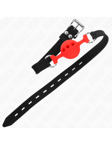 KINK - MORDAZA 55 x 2 CM DE BOLA 4 CM DE SILICONA COMPLETA TALLA S ROJO AJUSTABLE 35-51 CM