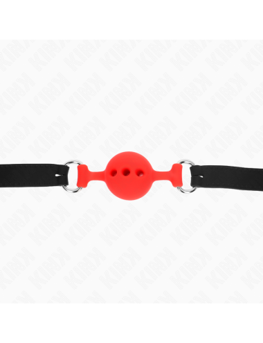 KINK - MORDAZA 55 x 2 CM DE BOLA 4 CM DE SILICONA COMPLETA TALLA S ROJO AJUSTABLE 35-51 CM