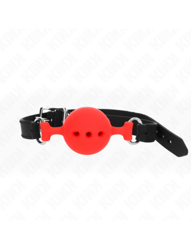 KINK - MORDAZA 55 x 2 CM DE BOLA 4.5 CM DE SILICONA COMPLETA TALLA M ROJO AJUSTABLE 35-51 CM