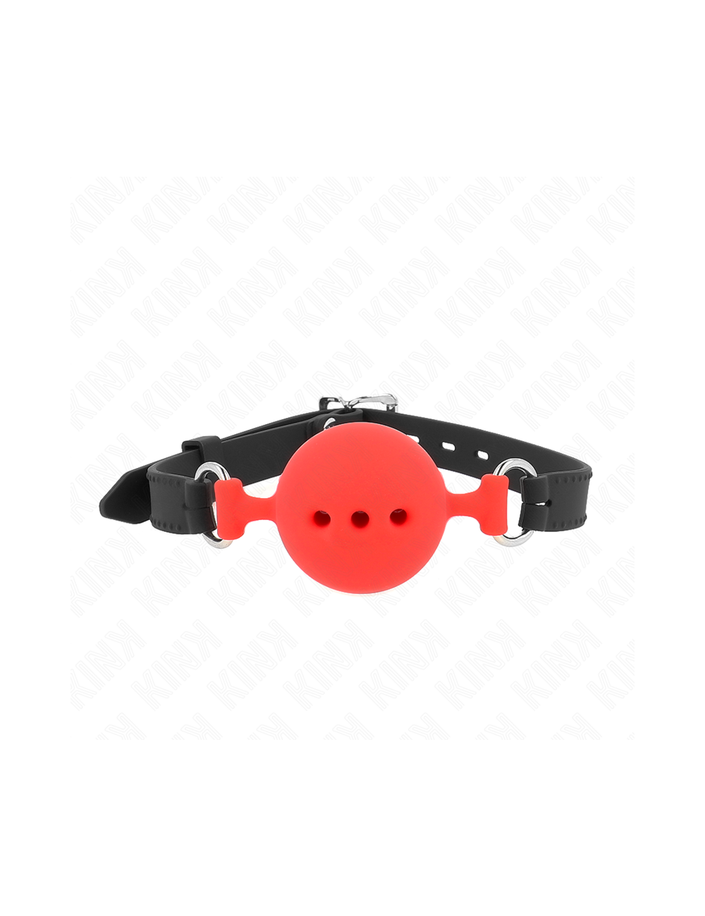 KINK - MORDAZA 55 x 2 CM DE BOLA 5 CM DE SILICONA COMPLETA TALLA L ROJO AJUSTABLE 35-51 CM