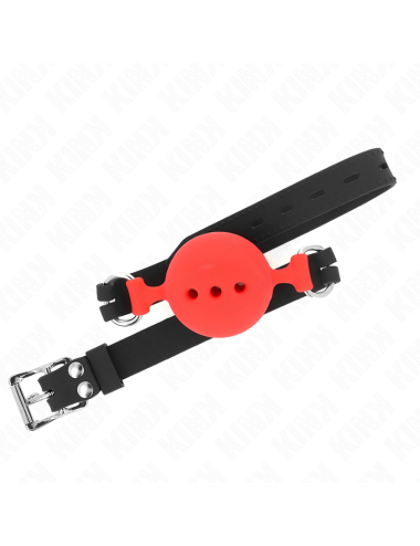 KINK - MORDAZA 55 x 2 CM DE BOLA 5 CM DE SILICONA COMPLETA TALLA L ROJO AJUSTABLE 35-51 CM