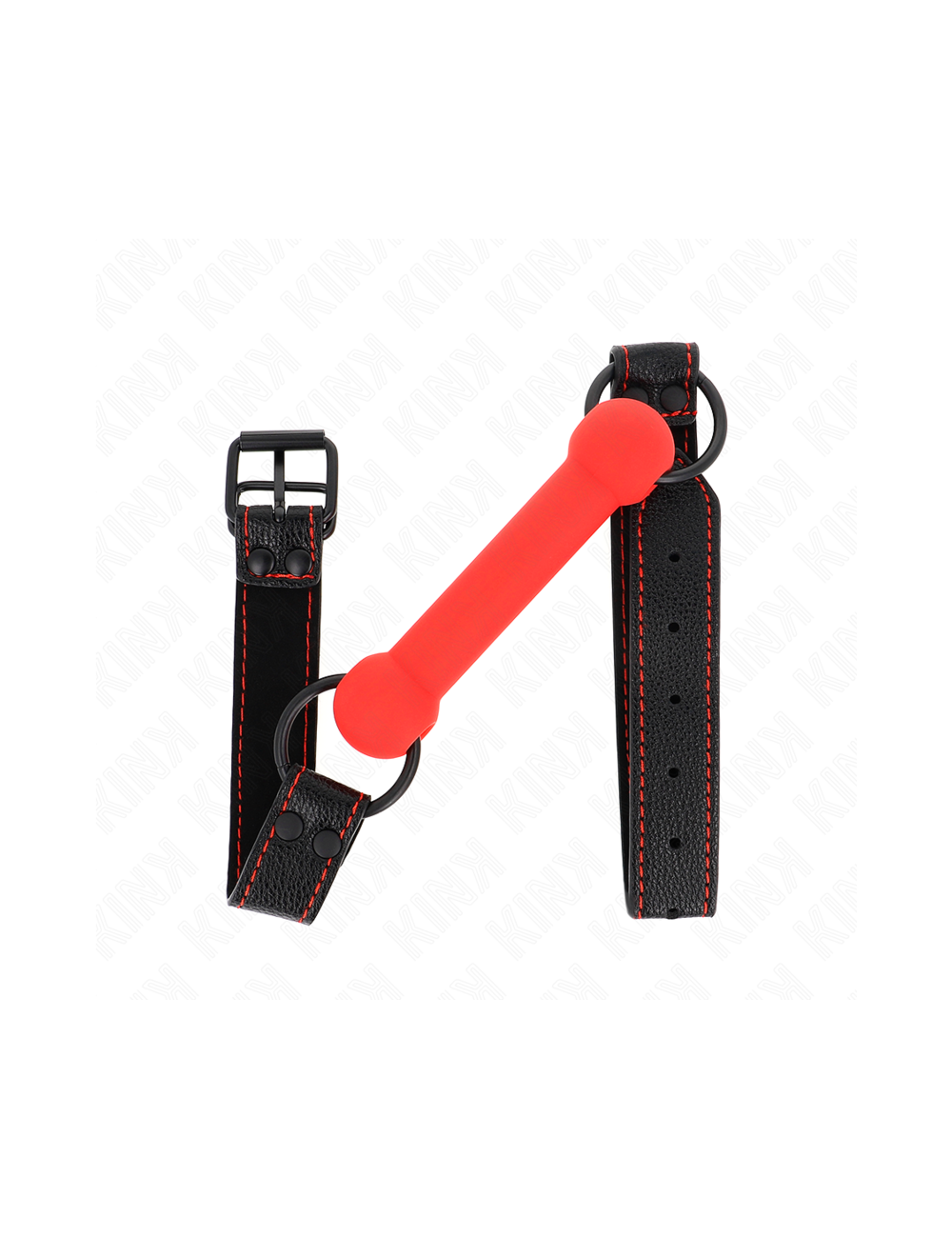 KINK - MORDAZA FORMA DE HUESO CON CORREA POLIPIEL ROJO AJUSTABLE 41-57 CM