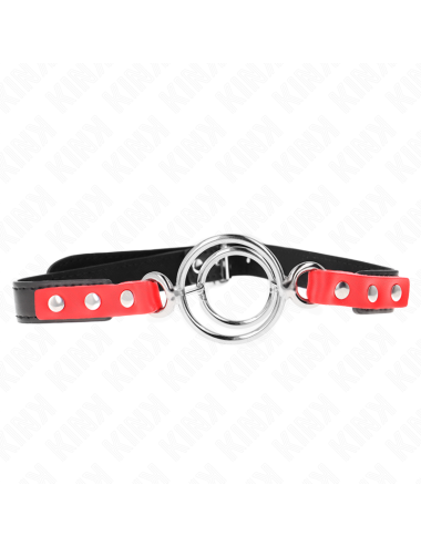 KINK - MORDAZA CON MÚLTIPLES JUNTAS TÓRICAS 4 / 4.8 CM ROJO AJUSTABLE 38 X 56 CM