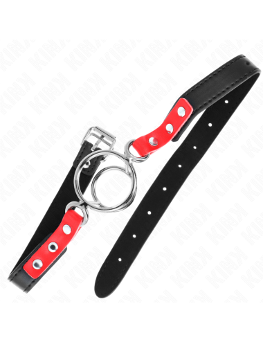 KINK - MORDAZA CON MÚLTIPLES JUNTAS TÓRICAS 4 / 4.8 CM ROJO AJUSTABLE 38 X 56 CM
