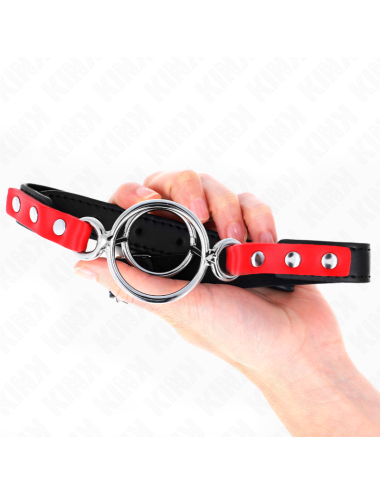 KINK - MORDAZA CON MÚLTIPLES JUNTAS TÓRICAS 4 / 4.8 CM ROJO AJUSTABLE 38 X 56 CM