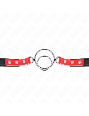 KINK - MORDAZA CON MÚLTIPLES JUNTAS TÓRICAS 4 / 4.8 CM ROJO AJUSTABLE 38 X 56 CM