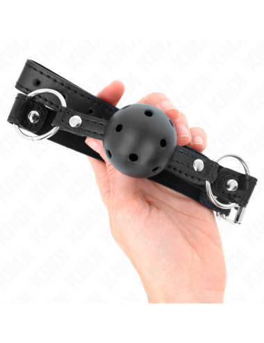 KINK - MORDAZA DE BOLA 4.5 CM NEGRA DURA HUECA MODELO 1 63.5 X 2 CM