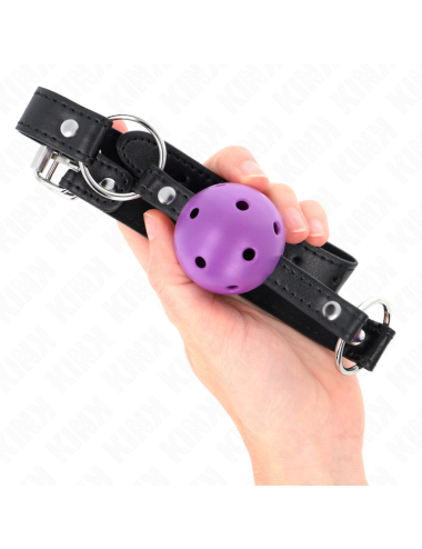 KINK - MORDAZA DE BOLA 4.5 CM MORADO DURA HUECA 63.5 X 2 CM