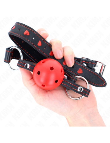 KINK - MORDAZA DE BOLA 4.5 CM ROJA DURA HUECA MODELO 2 65 x 2.5 CM