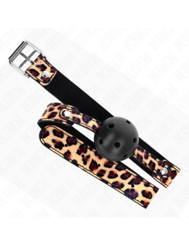 KINK - MORDAZA DE BOLA 4.5 CM TRANSPIRABLE LEOPARDO 65 x 2.5 CM