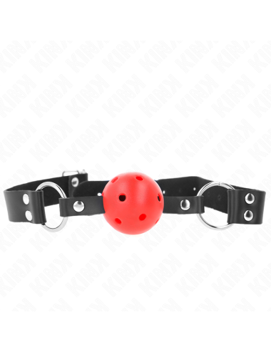 KINK - MORDAZA DE BOLA 4 CM TRANSPIRABLE CON DOBLE REMACHE ROJO 62 x 2.5 CM AJUSTABLE 42-58 CM