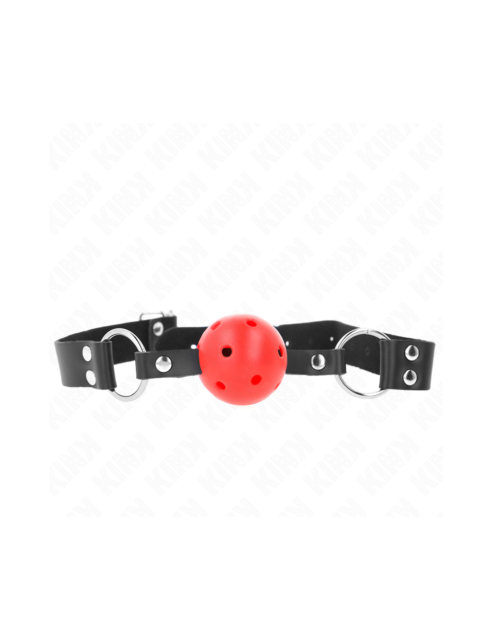 KINK - MORDAZA DE BOLA 4 CM TRANSPIRABLE CON DOBLE REMACHE ROJO 62 x 2.5 CM AJUSTABLE 42-58 CM