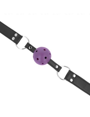 KINK - MORDAZA DE BOLA 4 CM TRANSPIRABLE CON DOBLE REMACHE MORADO 62 x 2.5 CM AJUSTABLE 42-58 CM