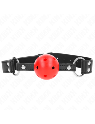 KINK - MORDAZA DE BOLA 4 CM TRANSPIRABLE CON DOBLE REMACHE DE CUERO 62 x 2.5 CM AJUSTABLE 42-58 CM