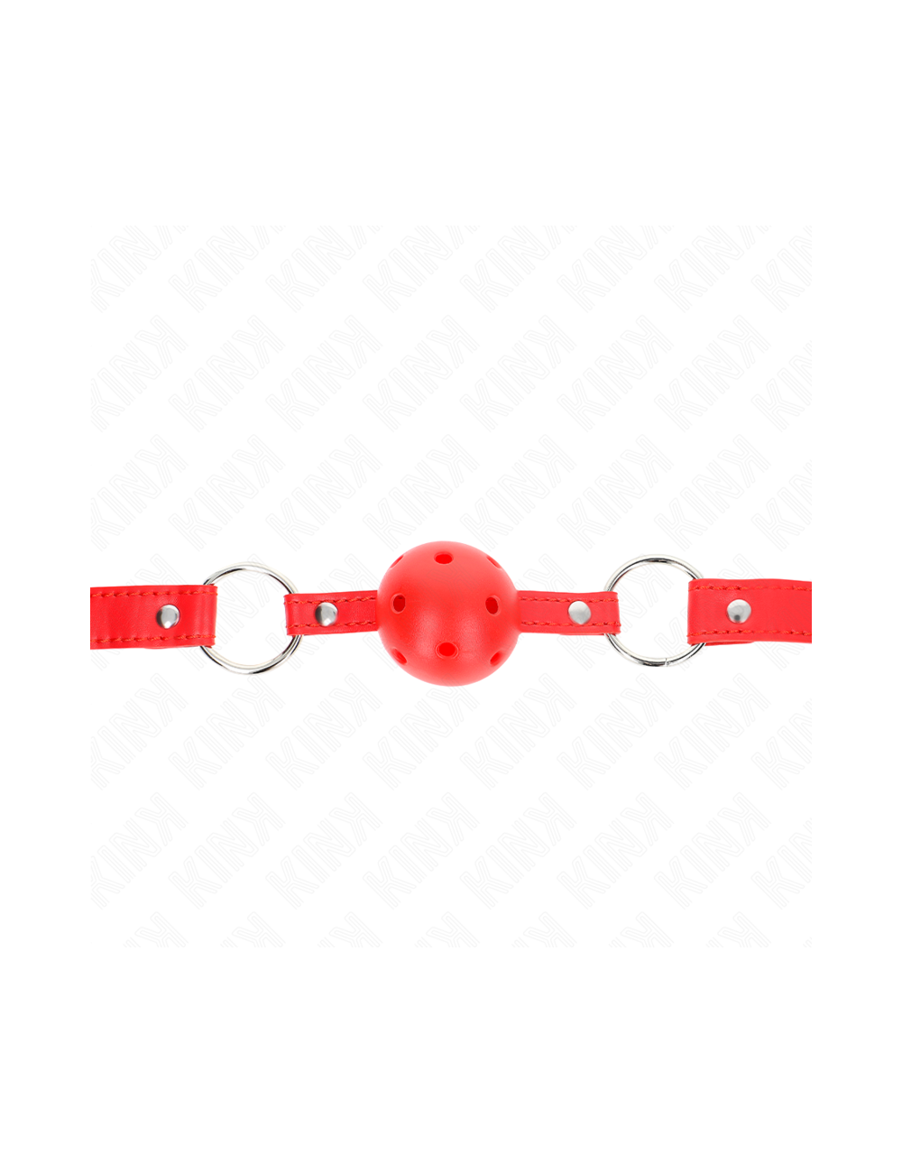 KINK - MORDAZA DE BOLA 4 CM TRANSPIRABLE CON DOBLE REMACHE MODELO 1 ROJO 62 x 2.5 CM AJUSTABLE 42-58 CM