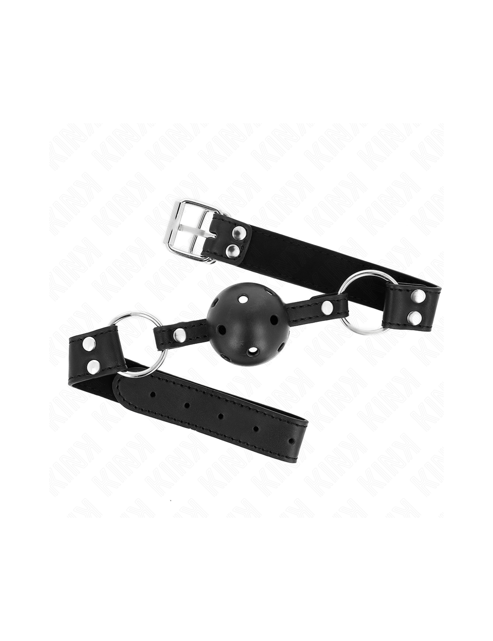 KINK - MORDAZA DE BOLA 4 CM TRANSPIRABLE CON DOBLE REMACHE MODELO 1 NEGRO 62 x 2.5 CM AJUSTABLE 42-58 CM