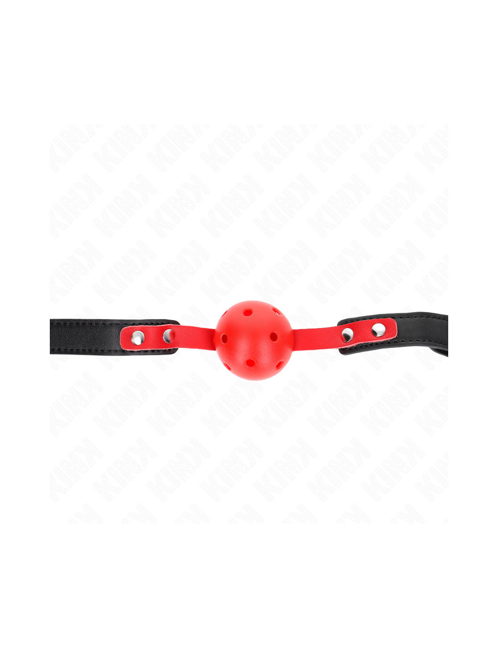 KINK - MORDAZA DE BOLA 4 CM DURA HUECA ROJO CORREA NEGRA 60 x 2 CM AJUSTABLE 37-52 CM