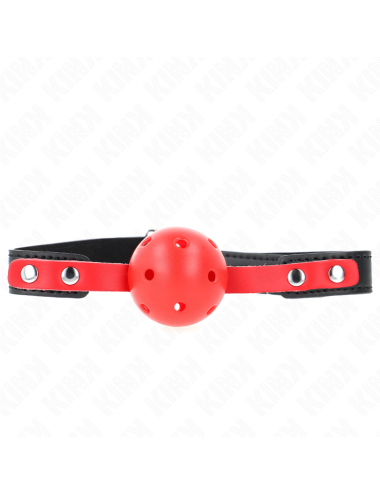 KINK - MORDAZA DE BOLA 4 CM DURA HUECA ROJO CORREA NEGRA 60 x 2 CM AJUSTABLE 37-52 CM