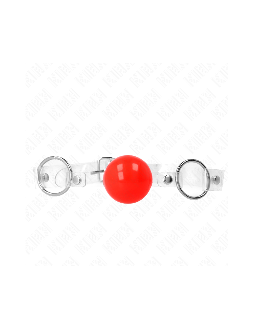 KINK - MORDAZA DE BOLA ROJA DE PVC TRANSPARENTE AJUSTABLE
