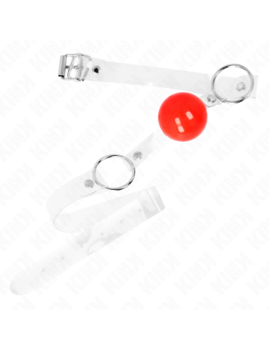 KINK - MORDAZA DE BOLA ROJA DE PVC TRANSPARENTE AJUSTABLE
