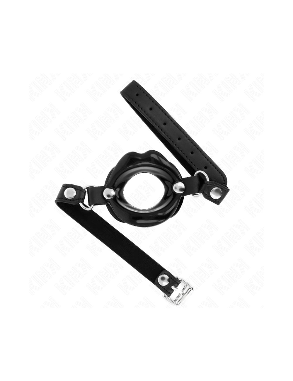 KINK - MORDAZA LABIAL 8 CM CON CORREA DE POLIPIEL NEGRO 63 x 2 CM AJUSTABLE 39-58 CM