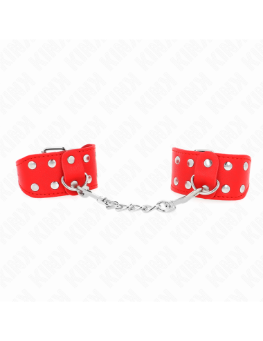 KINK - MUÑEQUERAS CON DOBLE LÍNEA DE TACHUELAS AJUSTABLE ROJO