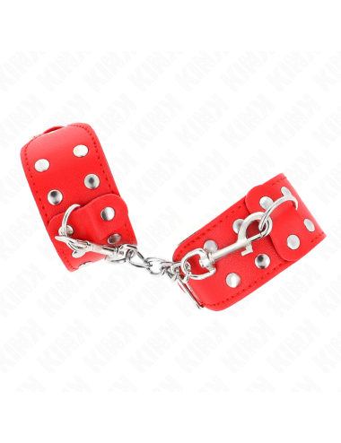 KINK - MUÑEQUERAS CON DOBLE LÍNEA DE TACHUELAS AJUSTABLE ROJO