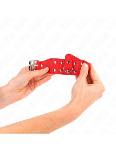 KINK - MUÑEQUERAS CON DOBLE LÍNEA DE TACHUELAS AJUSTABLE ROJO