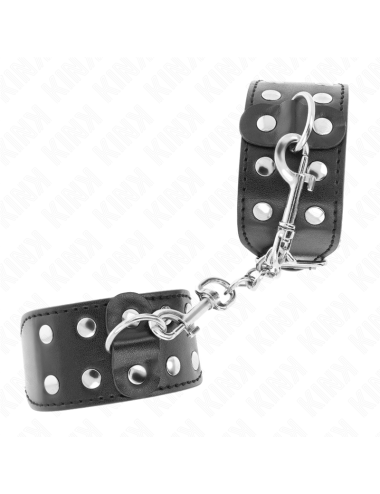 KINK - MUÑEQUERAS CON DOBLE LÍNEA DE TACHUELAS AJUSTABLE NEGRO