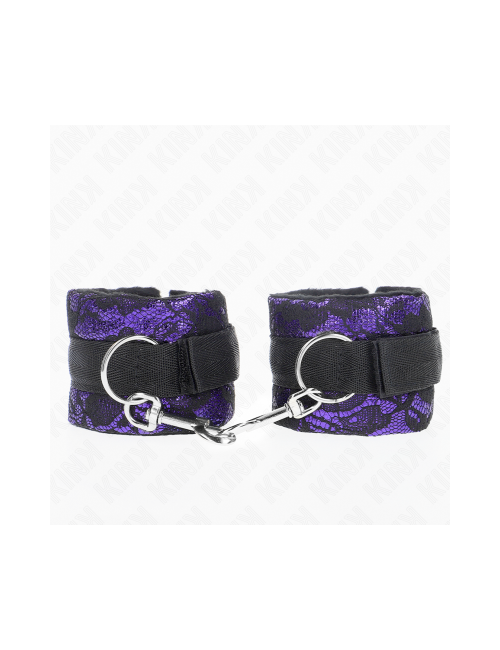 KINK - MUÑEQUERAS CORTAS DE ENCAJE TERCIOPELO Y UNIÓN DE NYLON VIOLETA/NEGRO 23 X 6.5 CM