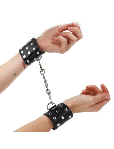 KINK - MUÑEQUERAS CON CIERRE A PRESIÓN LLENO DE TACHUELAS AJUSTABLE NEGRO 19-24 CM X 5.5 CM