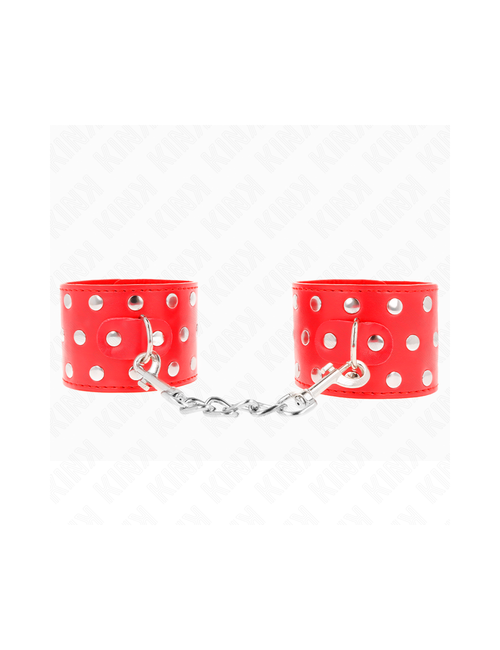 KINK - MUÑEQUERAS CON CIERRE A PRESIÓN LLENO DE TACHUELAS AJUSTABLE ROJO 19-24 CM X 5.5 CM