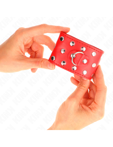 KINK - MUÑEQUERAS CON CIERRE A PRESIÓN LLENO DE TACHUELAS AJUSTABLE ROJO 19-24 CM X 5.5 CM