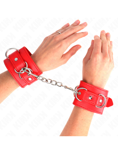 KINK - MUÑEQUERAS CON 3 ANILLAS EN D AJUSTABLE ROJO 17.5-25 CM X 6 CM