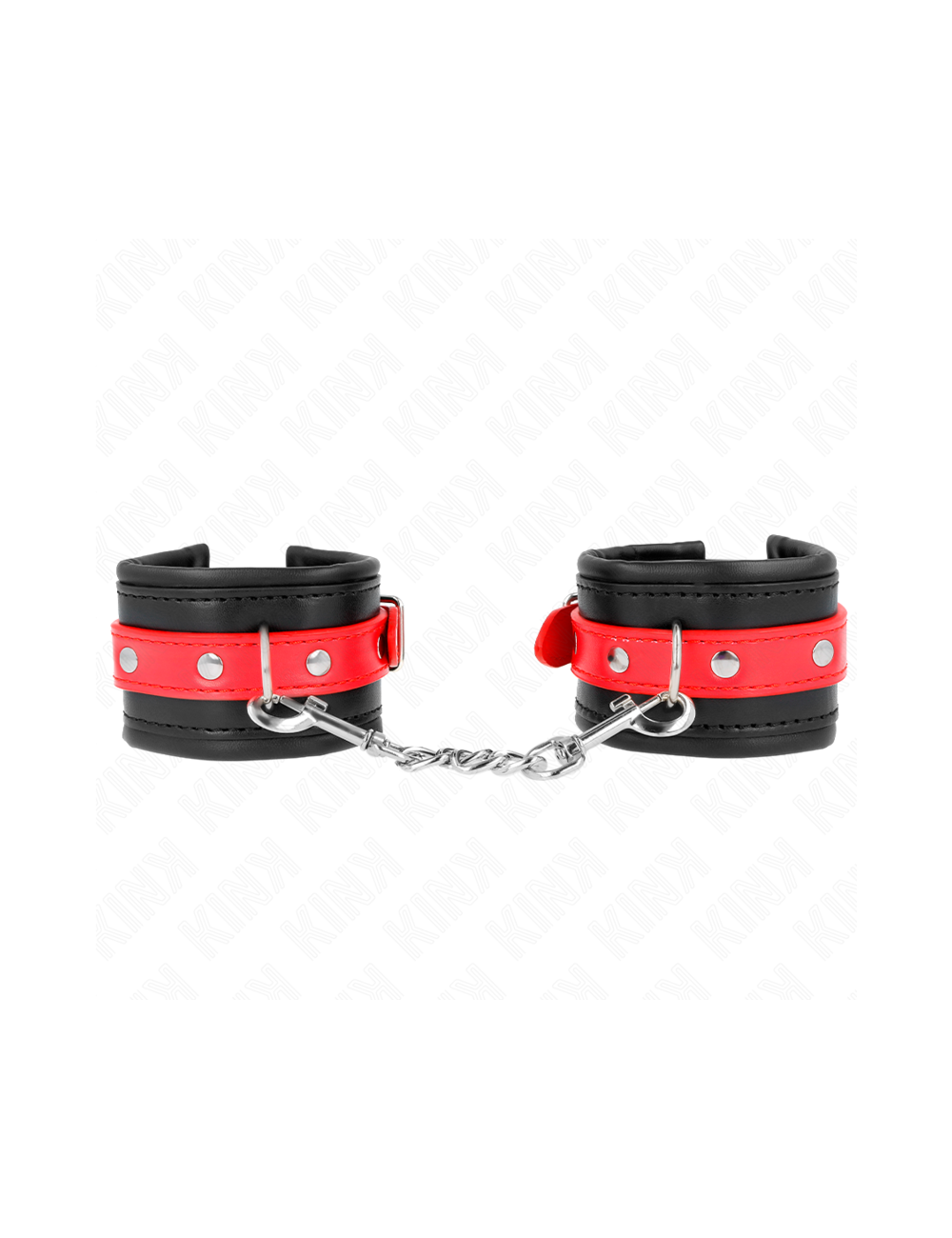 KINK - MUÑEQUERAS NEGRO CON CORREA ROJO AJUSTABLE 17-28 CM X 6 CM