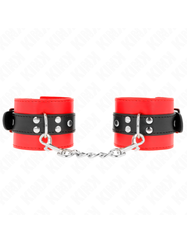 KINK - MUÑEQUERAS ROJO CON CORREA NEGRO AJUSTABLE 17-28 CM X 6 CM