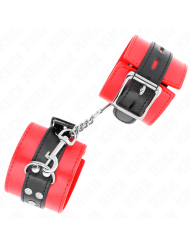KINK - MUÑEQUERAS ROJO CON CORREA NEGRO AJUSTABLE 17-28 CM X 6 CM